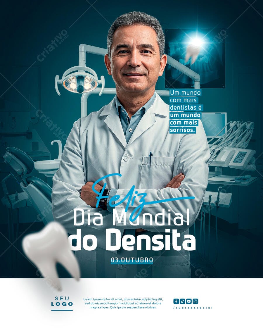 Post Redes Sociais para Dia Mundial do Dentista PSD Editável