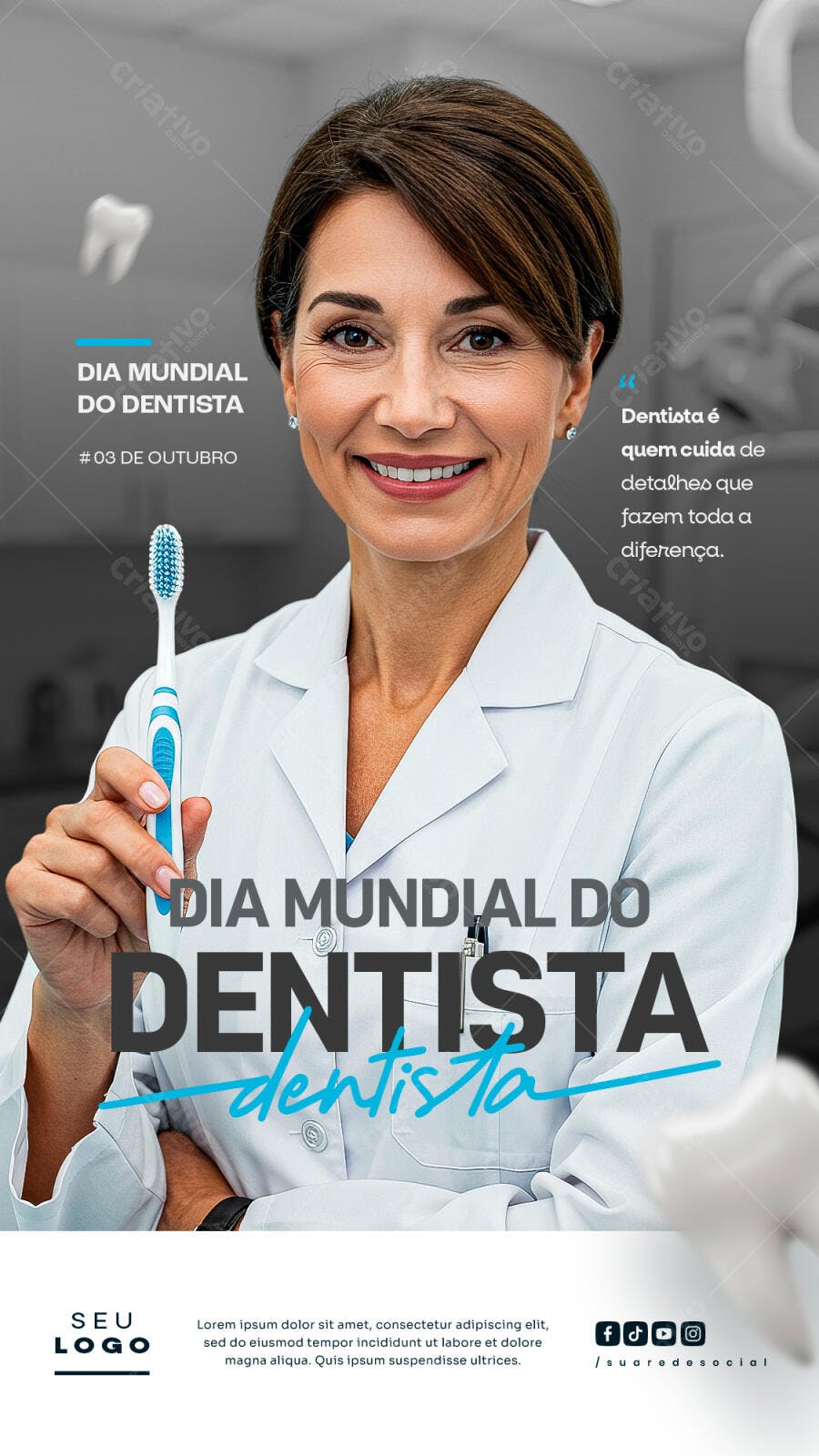 Flyer Dia Mundial do Dentista PSD Editável