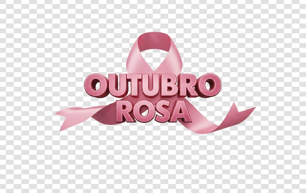 Selo Outubro Rosa Campanha Câncer de Mama PNG com fundo transparente