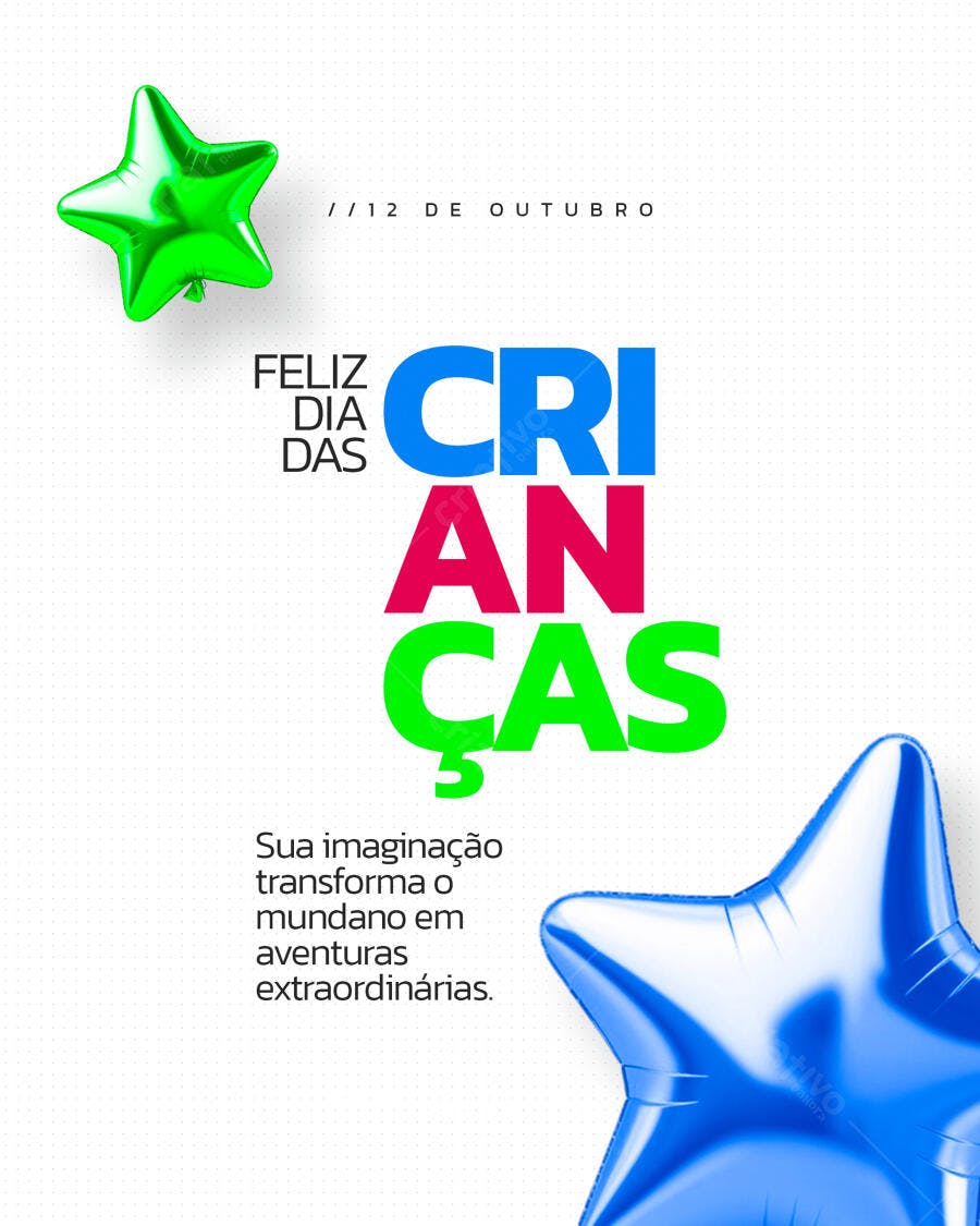 Flyer Dia das Crianças Colorido com Balões PSD Editável