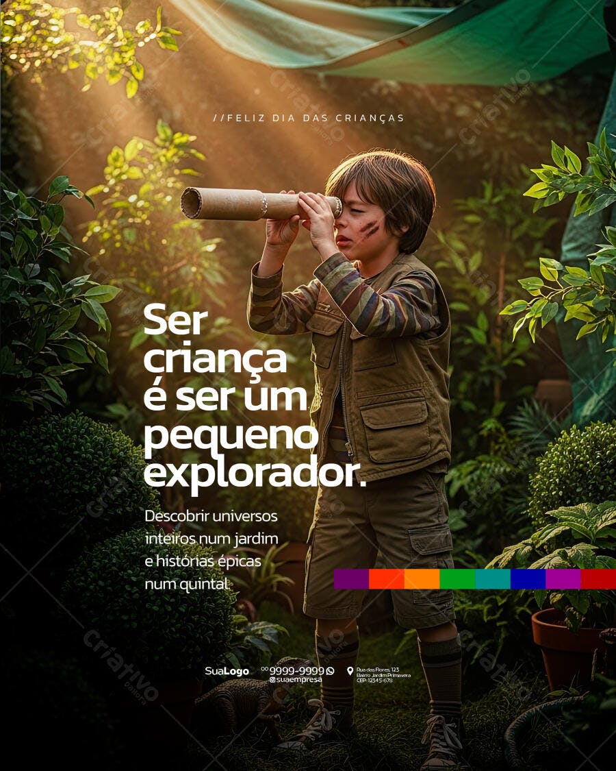 Flyer Dia das Crianças Pequeno Explorador PSD Editável