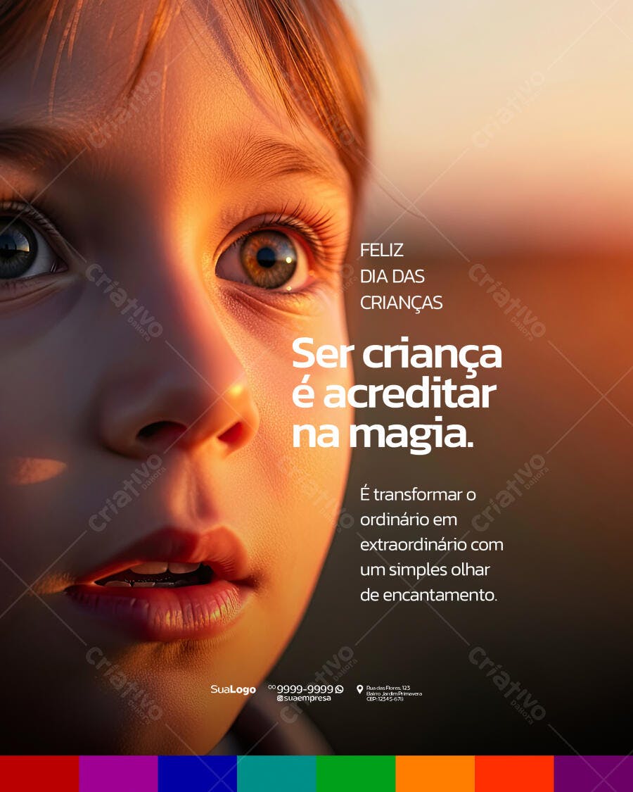 Flyer Dia das Crianças Ser Criança é Acreditar na Magia PSD Editável