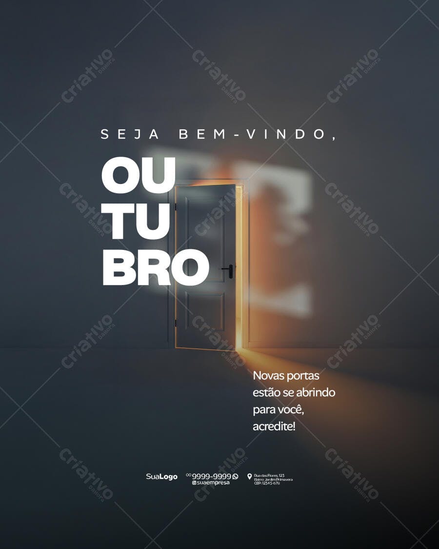 Flyer Boas-vindas Outubro Portas Abertas PSD Editável