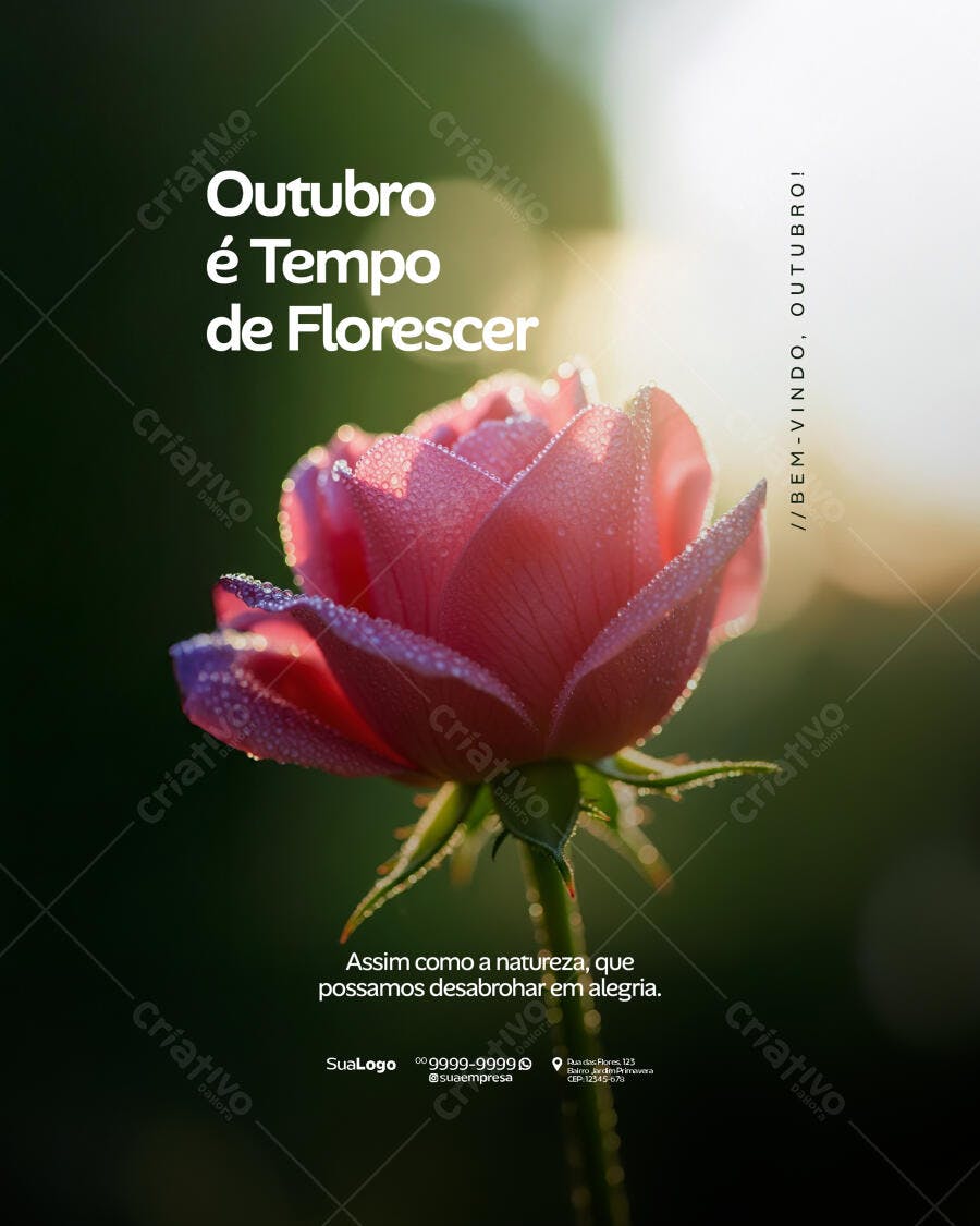 Flyer Outubro é Tempo de Florescer PSD Editável