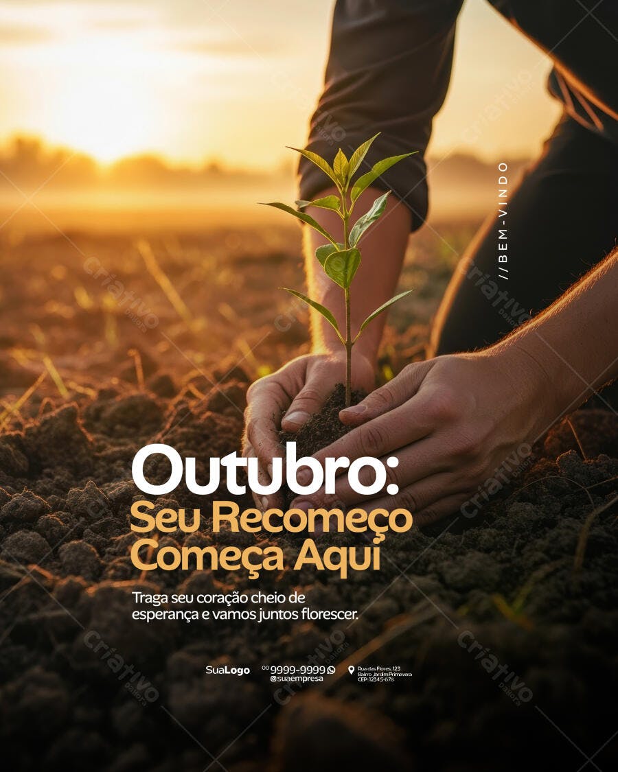 Flyer Outubro Seu Recomeço Começa Aqui PSD Editável