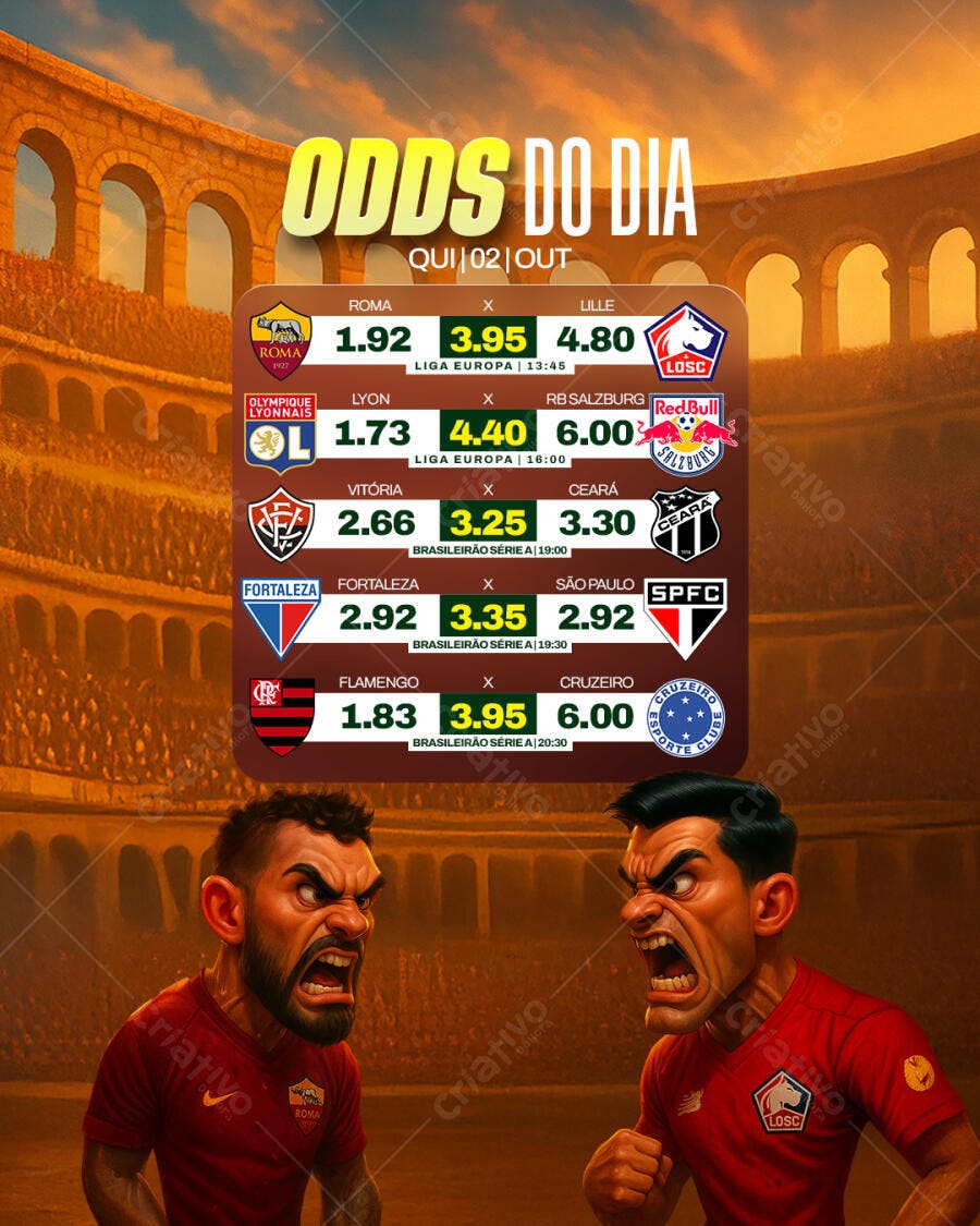 Flyer Odds do Dia Futebol com Torcedores Furiosos PSD Editável