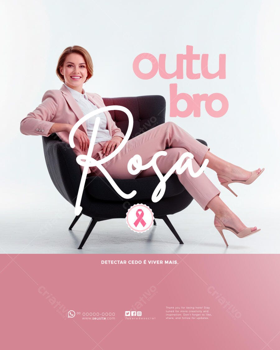 Flyer Post Outubro Rosa Conscientização Psd Editável