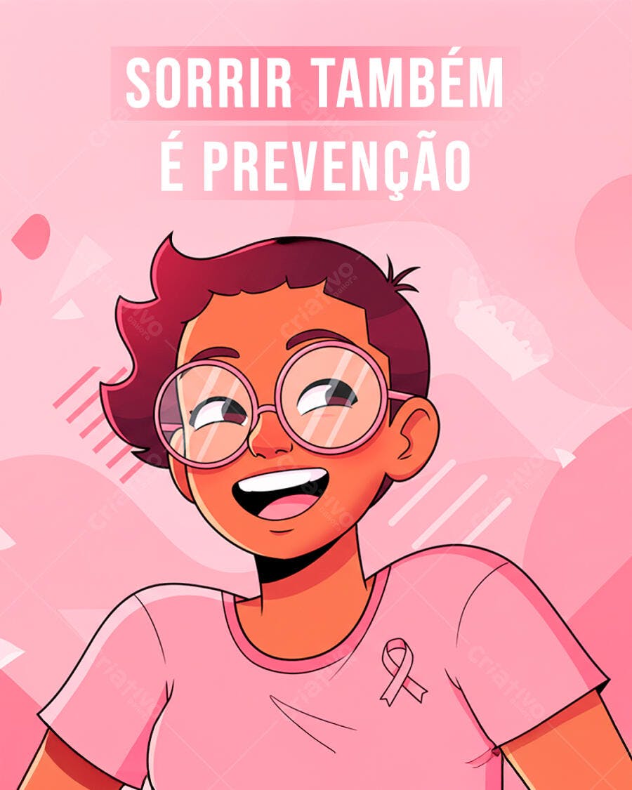 Flyer Social Outubro Rosa Sorrir Também é Prevenção PSD Editável