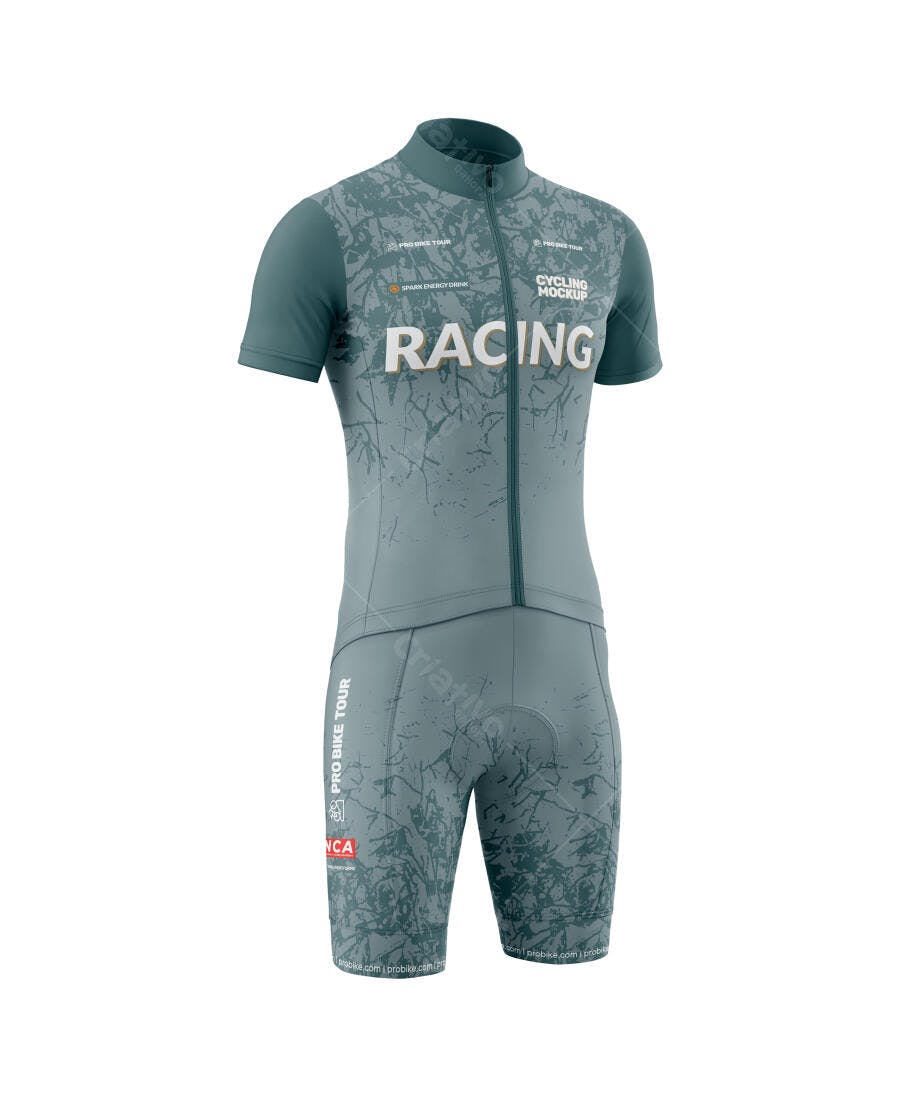 Mockup de Kit de Ciclismo Esportivo Verde Petróleo Realista para Corrida