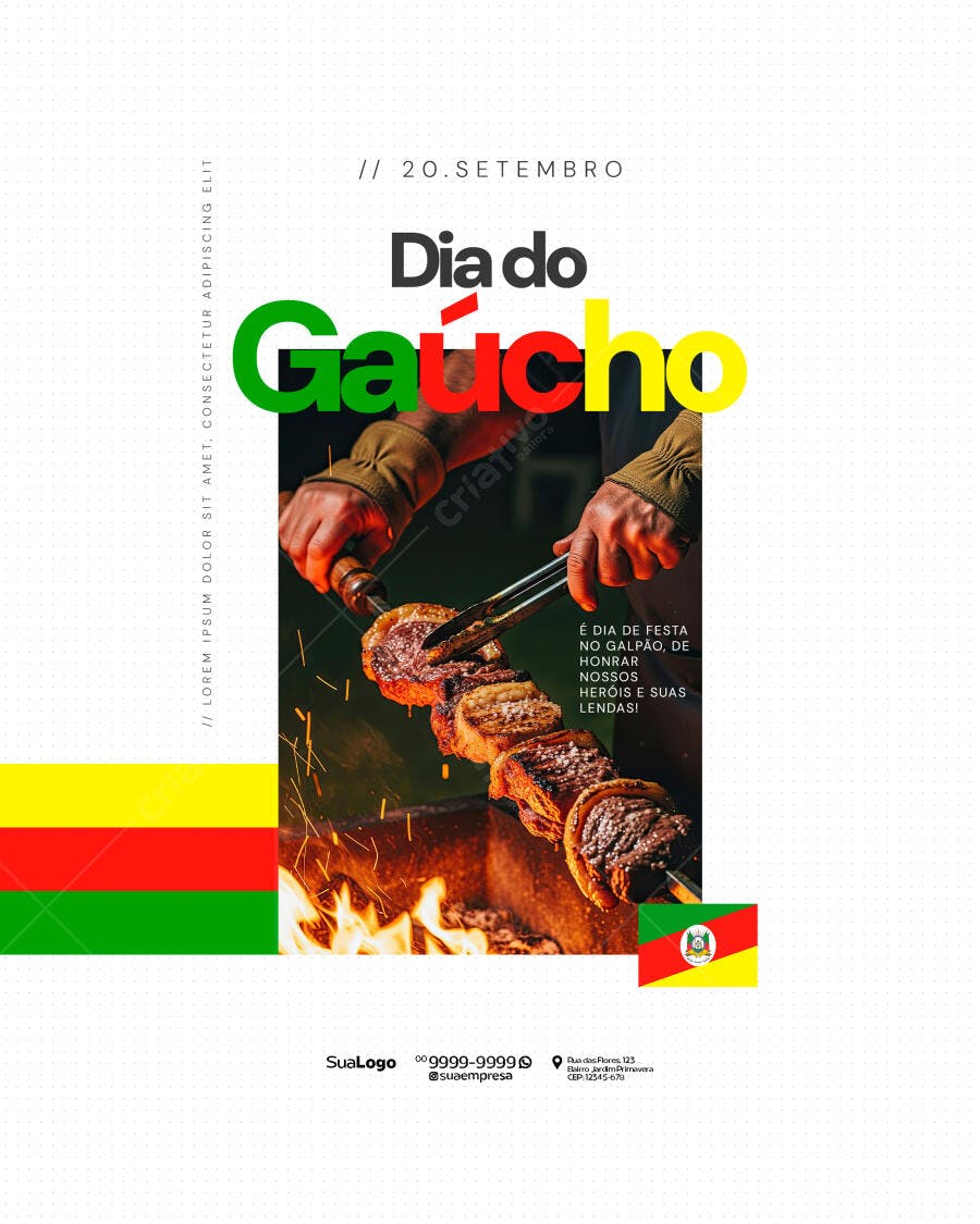 Flyer para Celebração Dia do Gaúcho PSD Editável