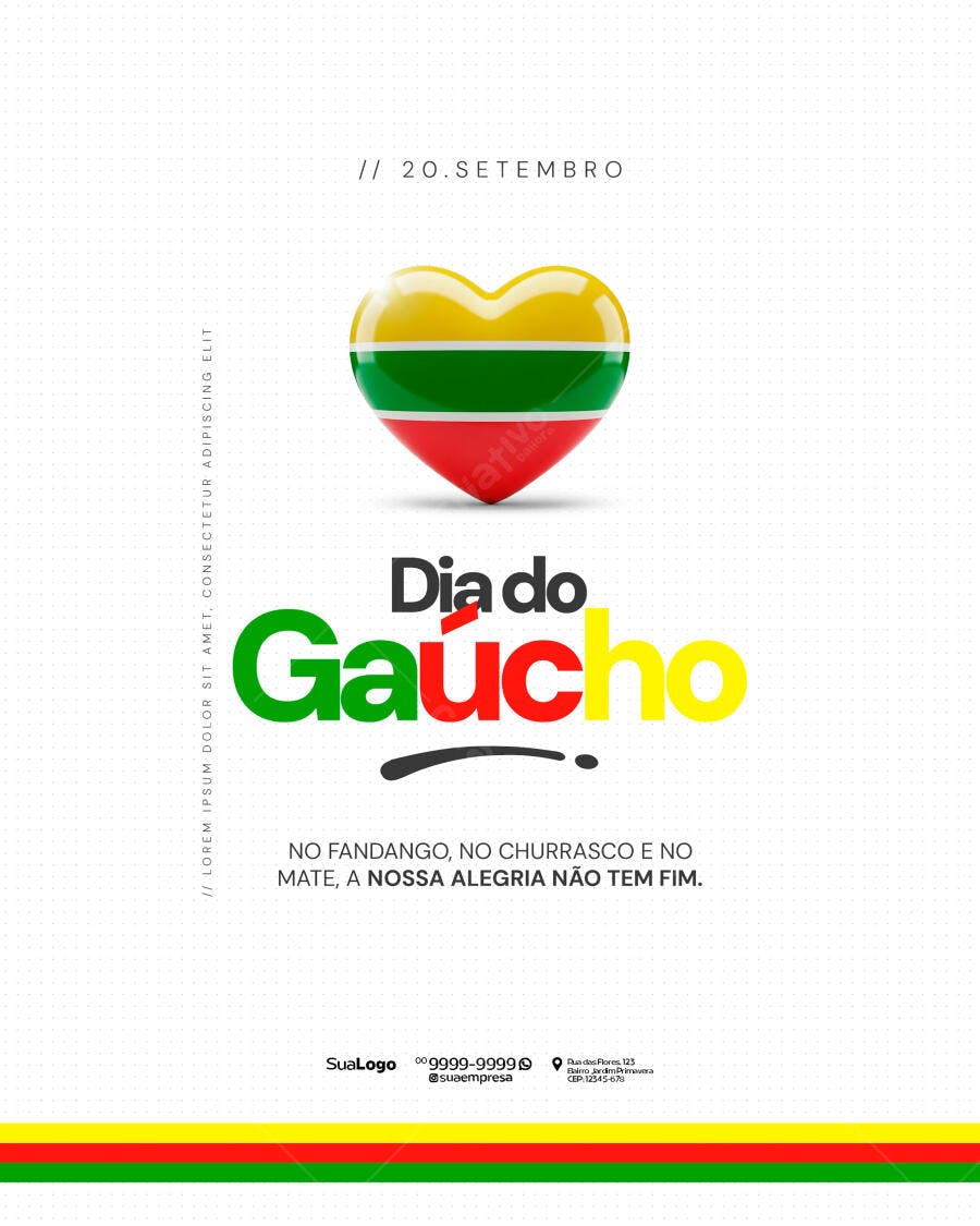 Flyer Dia do Gaúcho 20 Setembro PSD Editável