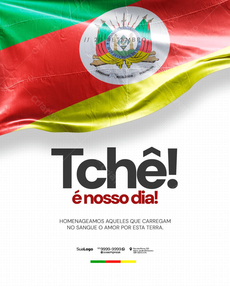 Flyer Dia do Gaúcho Tchê 20 de Setembro PSD Editável