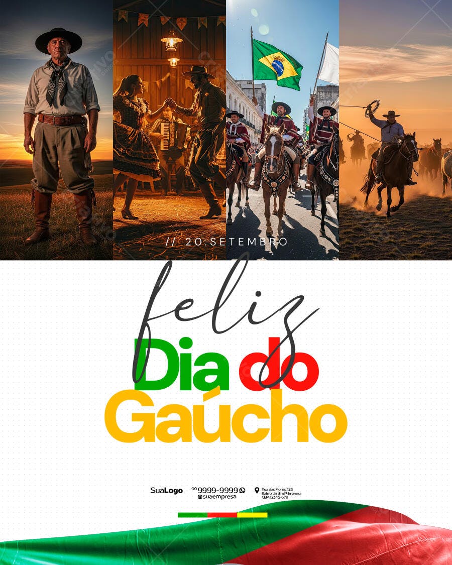 Flyer para Dia do Gaúcho 20 de Setembro PSD Editável