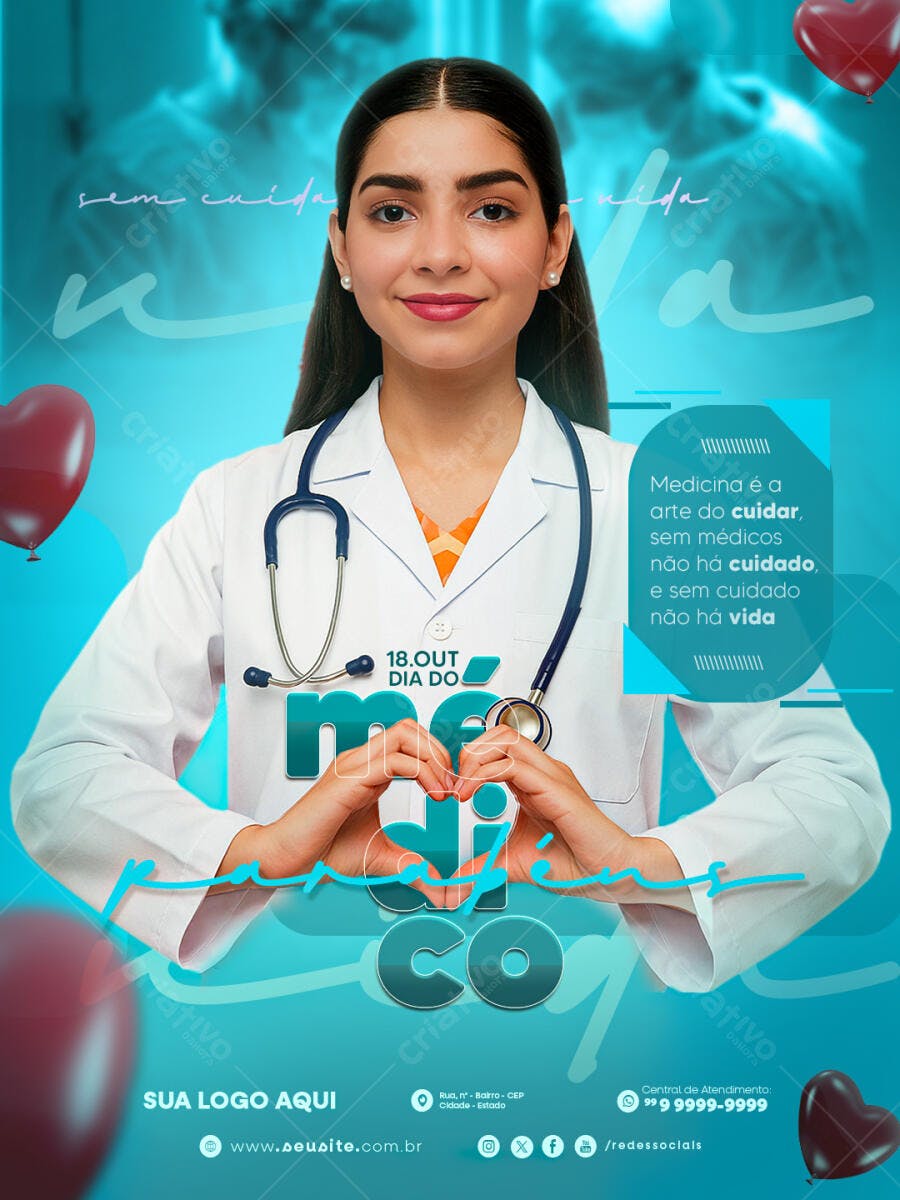 Flyer Dia do Médico 18 de Outubro PSD Editável