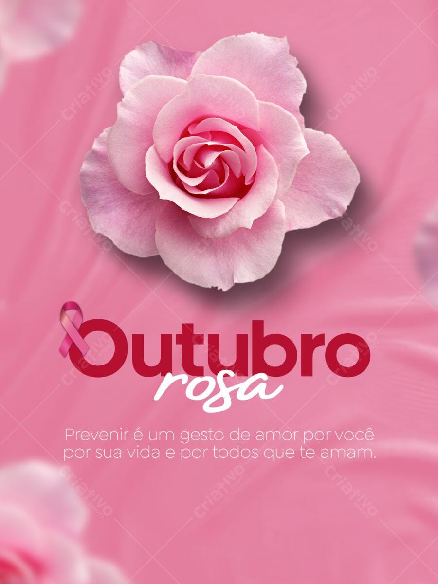 Flyer Outubro Rosa Conscientização Câncer de Mama Psd Editável