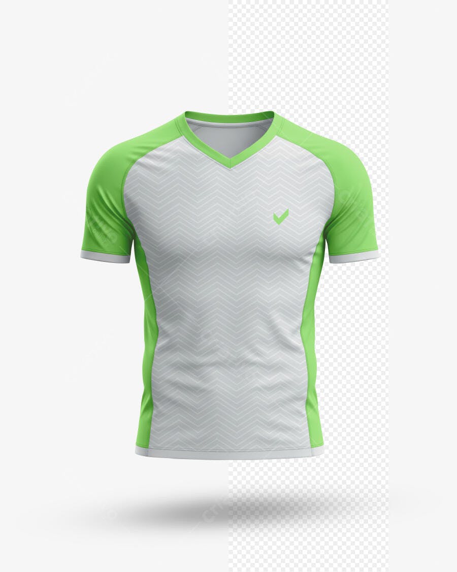 Mockup Camiseta Esportiva Raglan Gola V Verde Limão e Branca