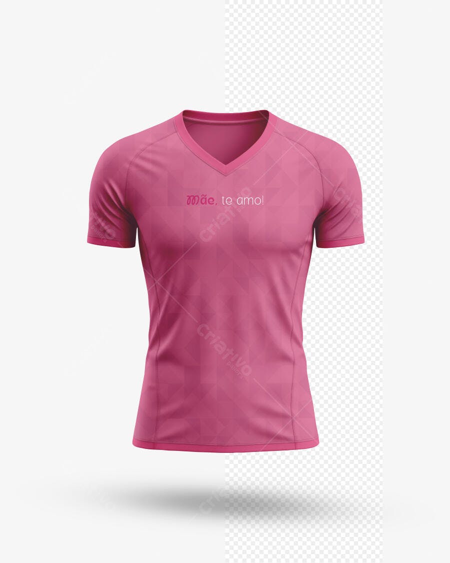 Mockup de Camiseta Rosa V-Neck Feminina Realista para Dia das Mães