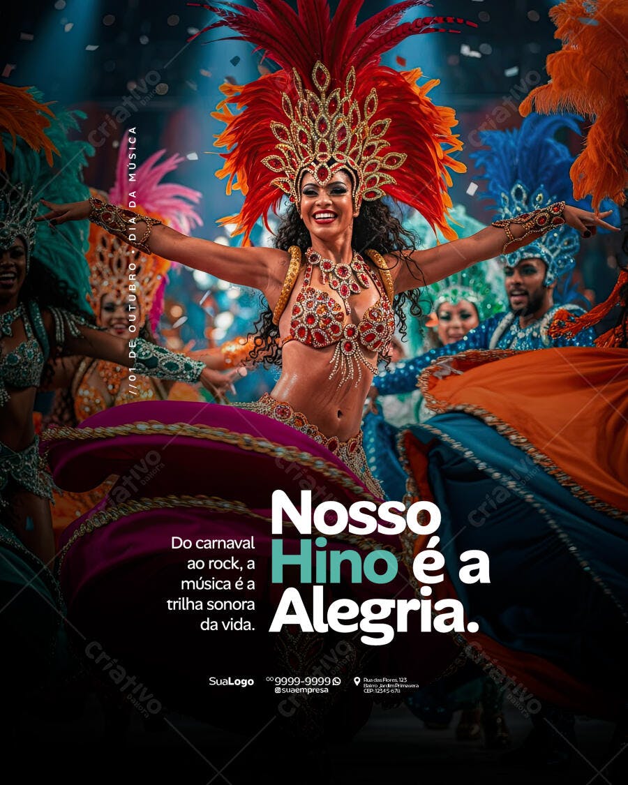 Flyer Dia da Música e Carnaval Psd Editável