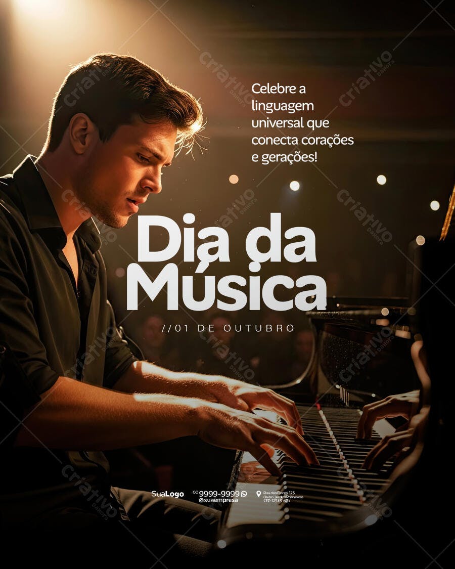 Flyer Dia da Música 01 de Outubro PSD Editável