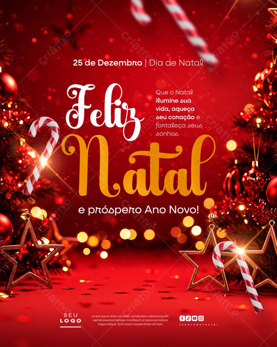 Post para Dia de Natal e Ano Novo PSD Editável