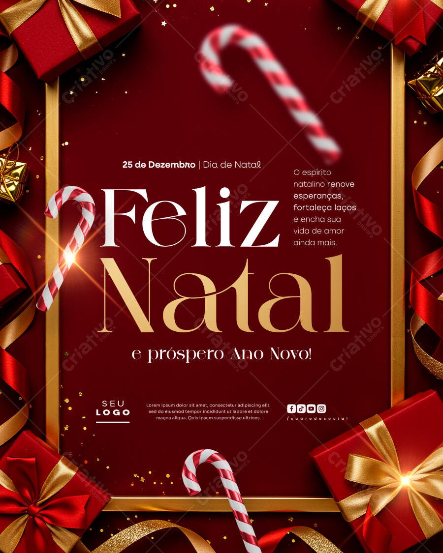 Flyer Feliz Natal e Próspero Ano Novo Psd Editável