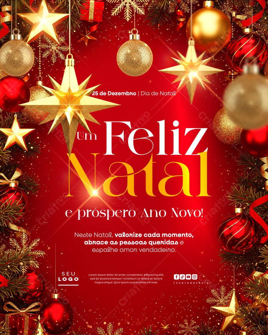 Flyer para Natal e Ano Novo PSD Editável