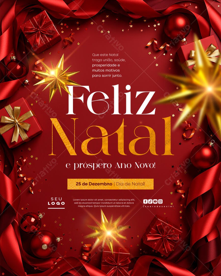 Flyer para Natal e Ano Novo PSD Editável