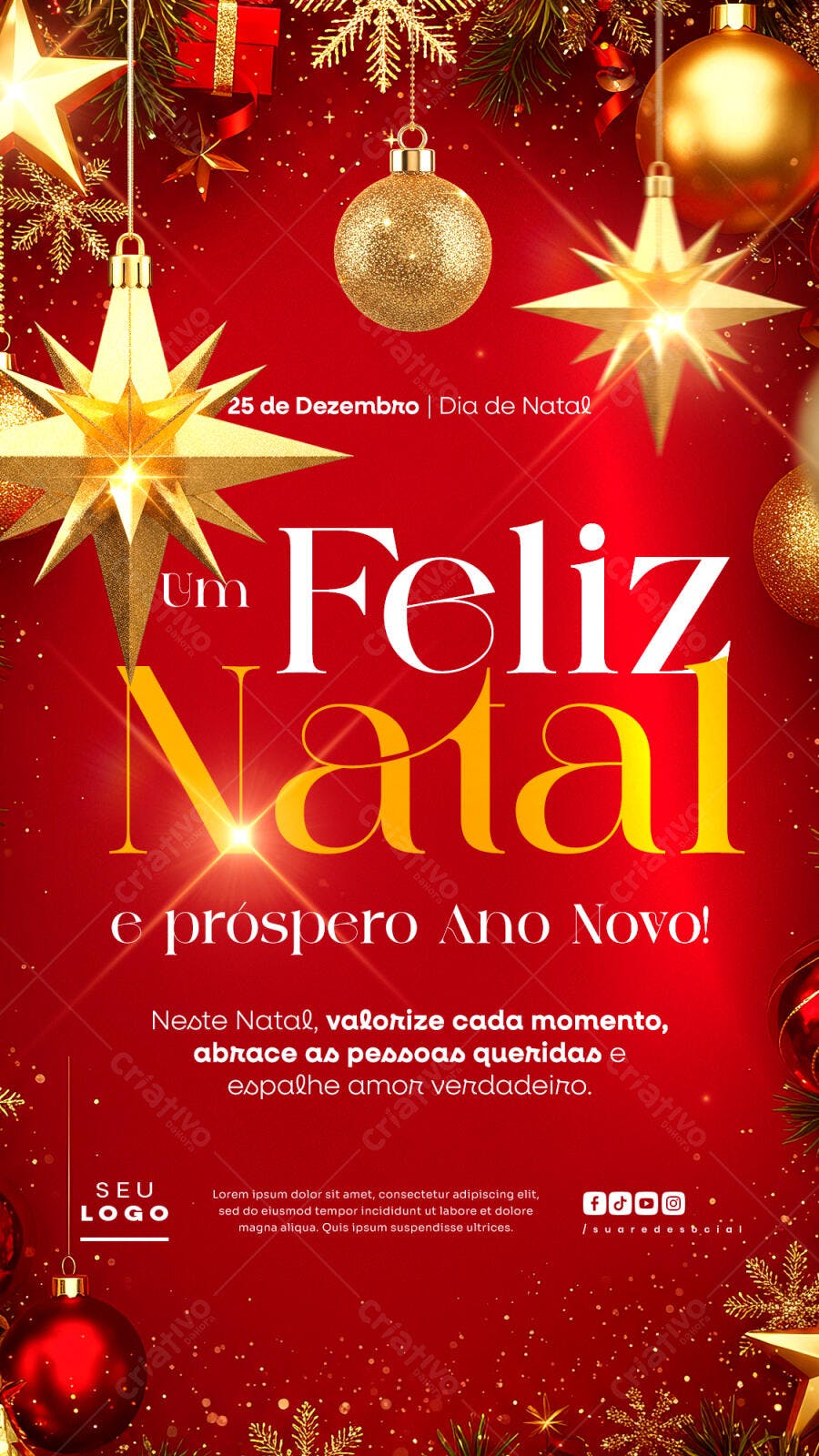 Flyer de Natal e Ano Novo PSD Editável