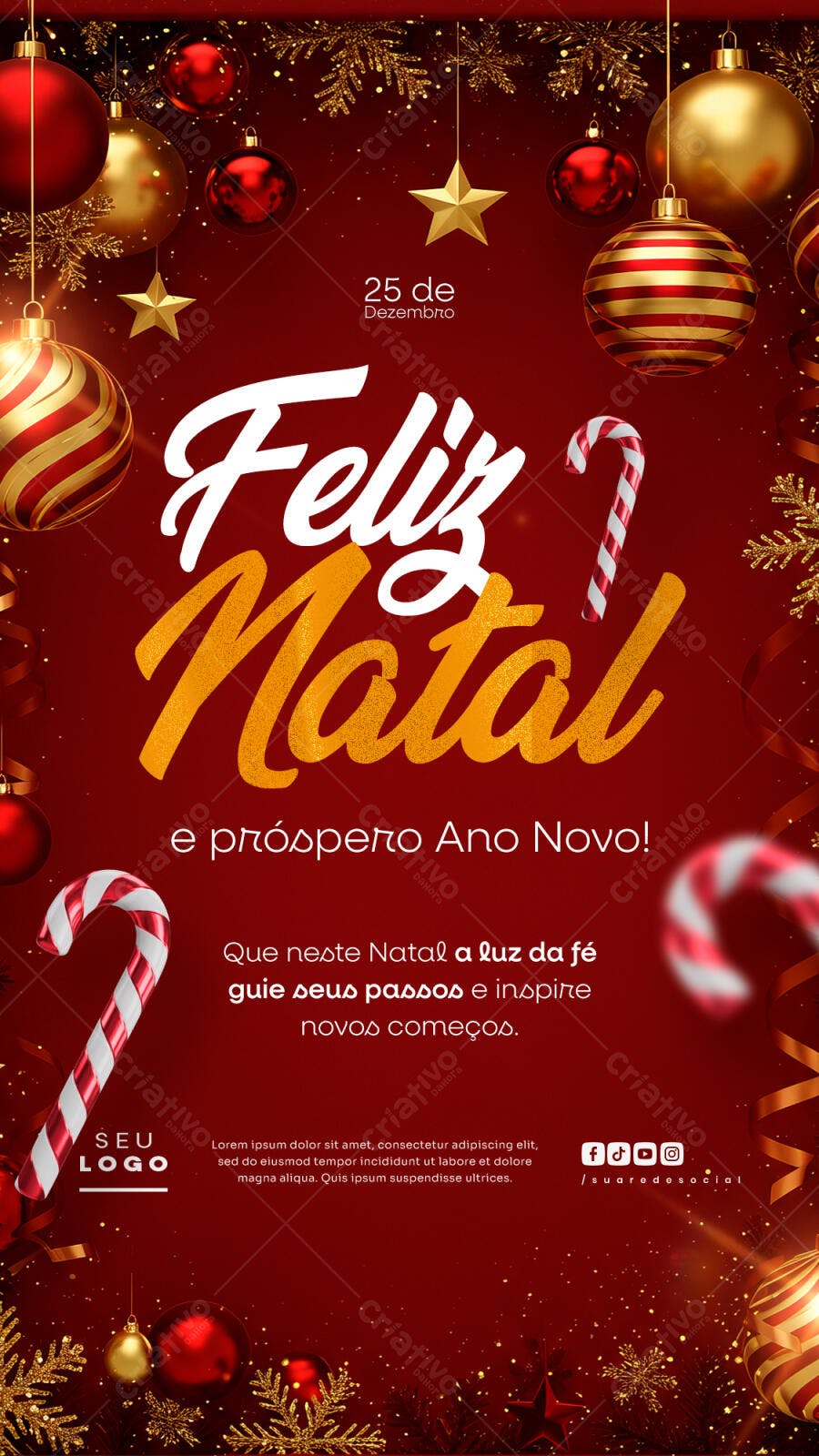 Post para Redes Sociais Feliz Natal e Ano Novo PSD Editável