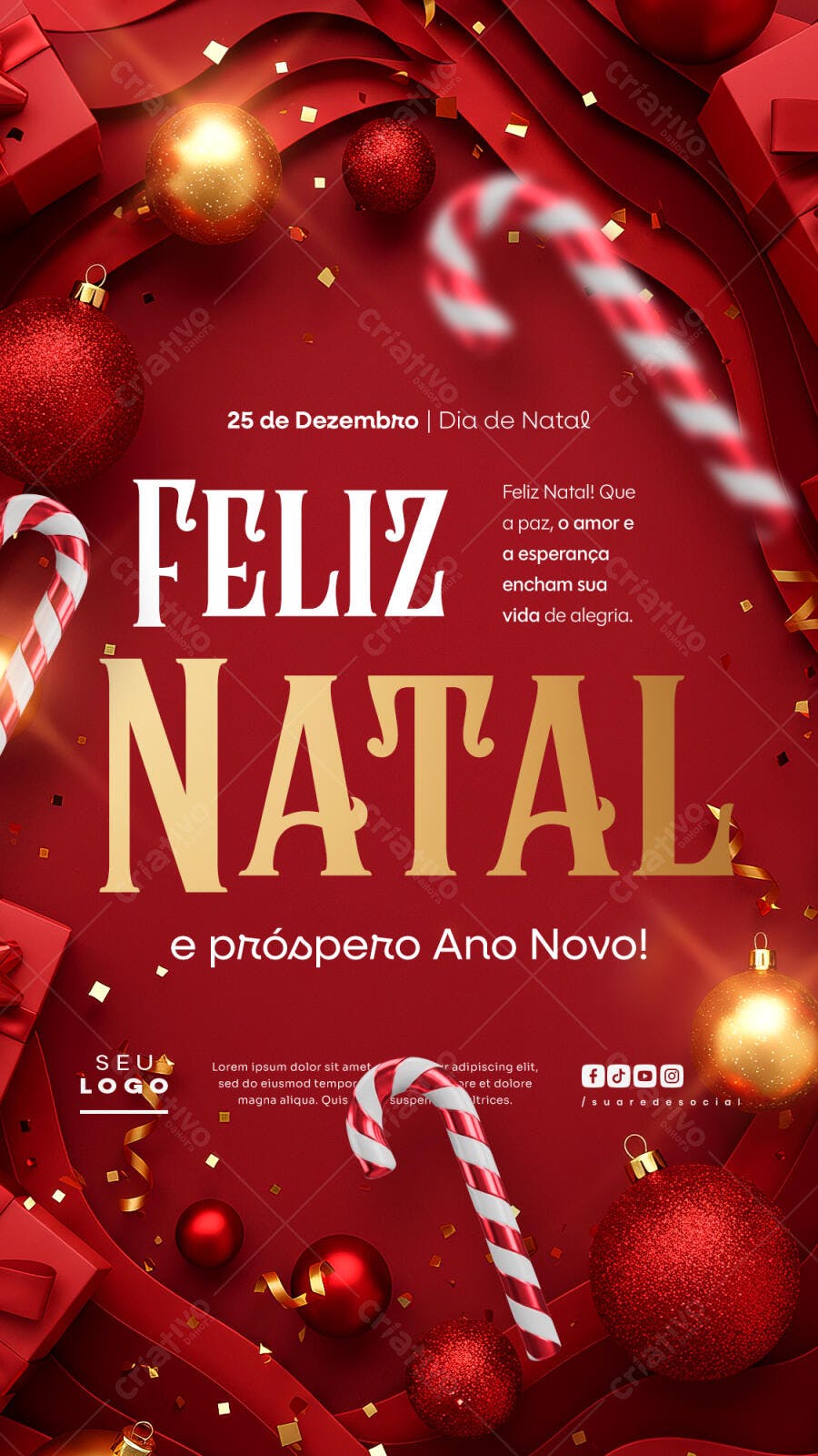 Flyer de Natal e Ano Novo PSD Editável