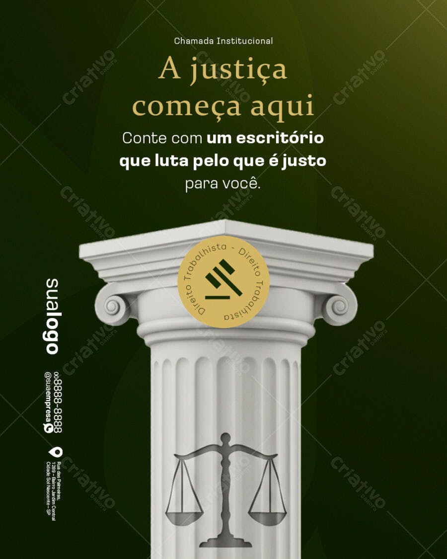 Flyer Institucional para Advocacia Trabalhista PSD Editável
