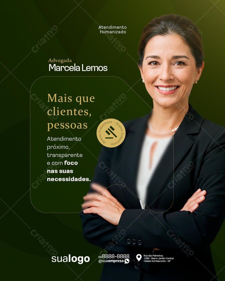 Post Social Mídia para Advogada Direito Trabalhista PSD Editável