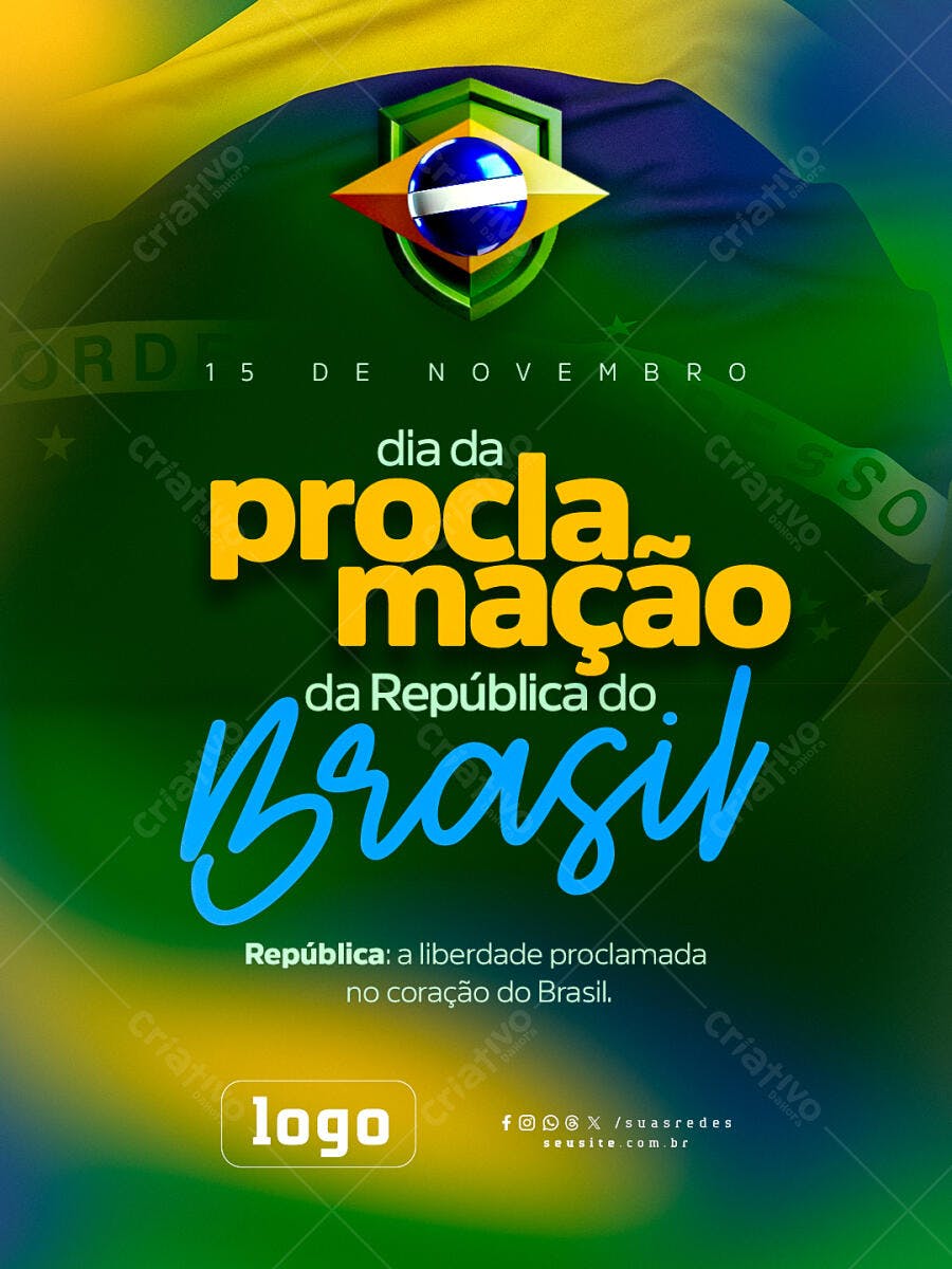 Flyer Dia da Proclamação da República do Brasil PSD Editável