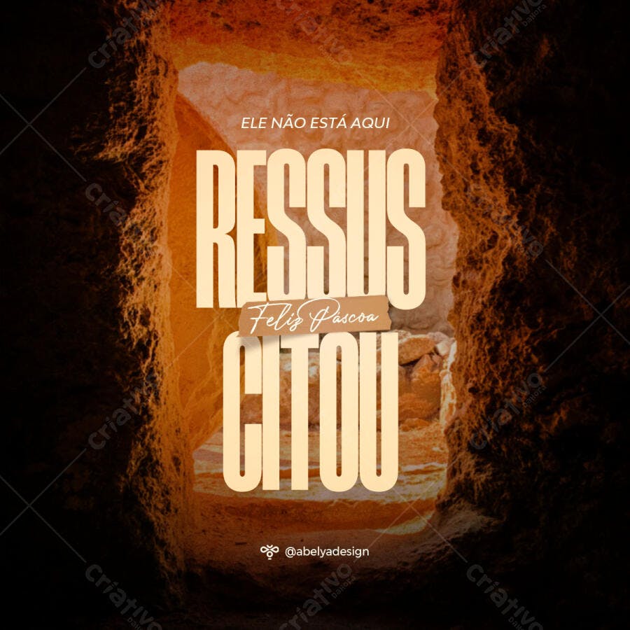 Flyer Páscoa Ele Não Está Aqui Ressuscitou PSD Editável
