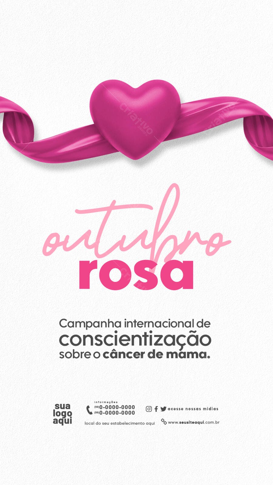 Post para Redes Sociais Outubro Rosa Câncer de Mama PSD Editável