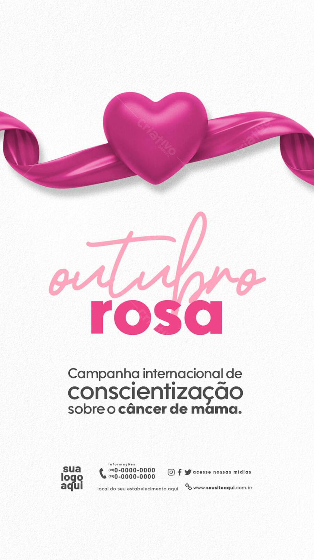 Post para Redes Sociais Outubro Rosa Câncer de Mama PSD Editável | PSD ...