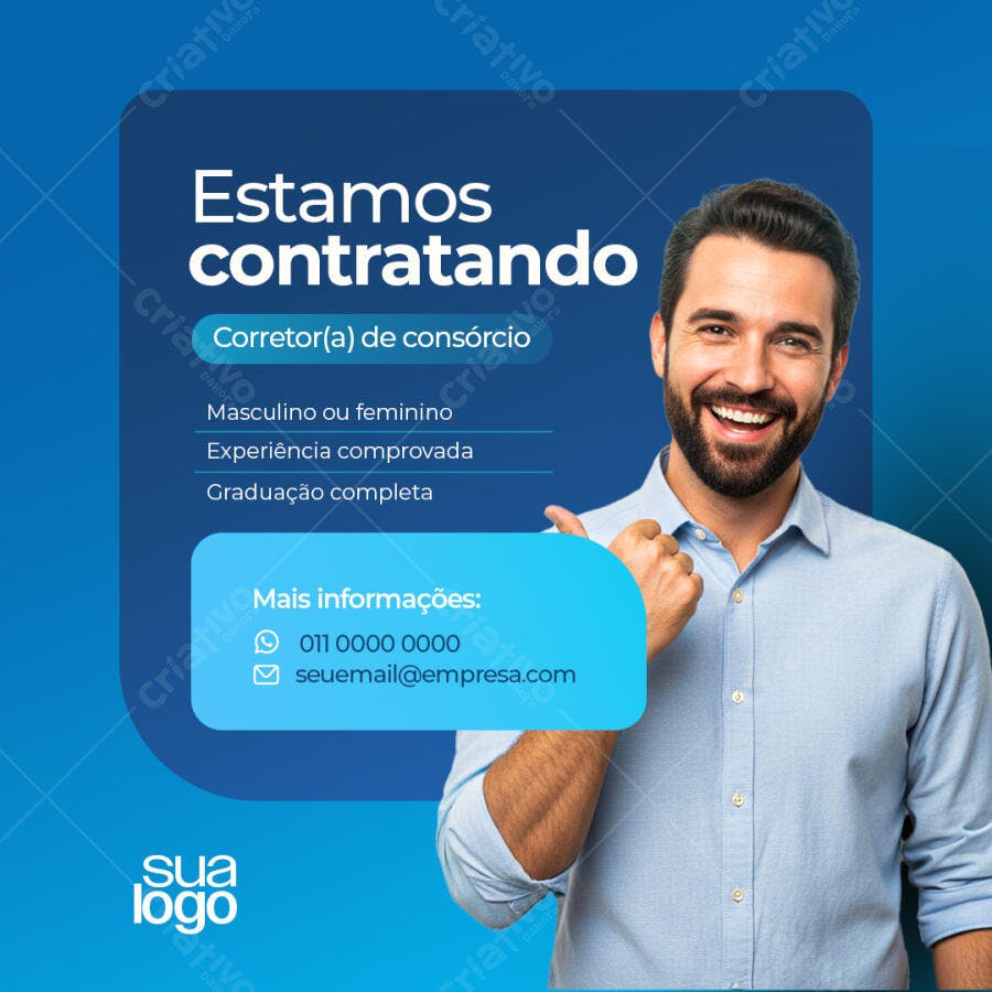 Flyer de Vaga para Corretor de Consórcio PSD Editável