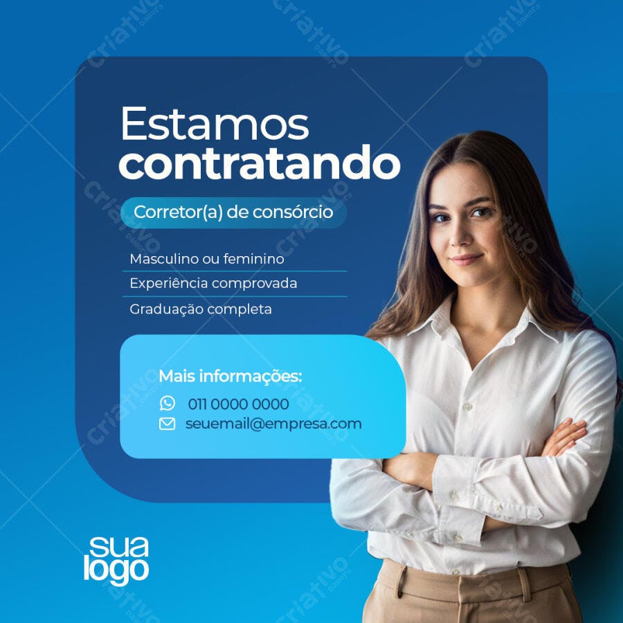 Flyer de Vaga para Corretor de Consórcio PSD Editável