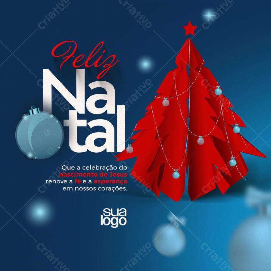 Post para Feliz Natal Celebração de Jesus PSD Editável