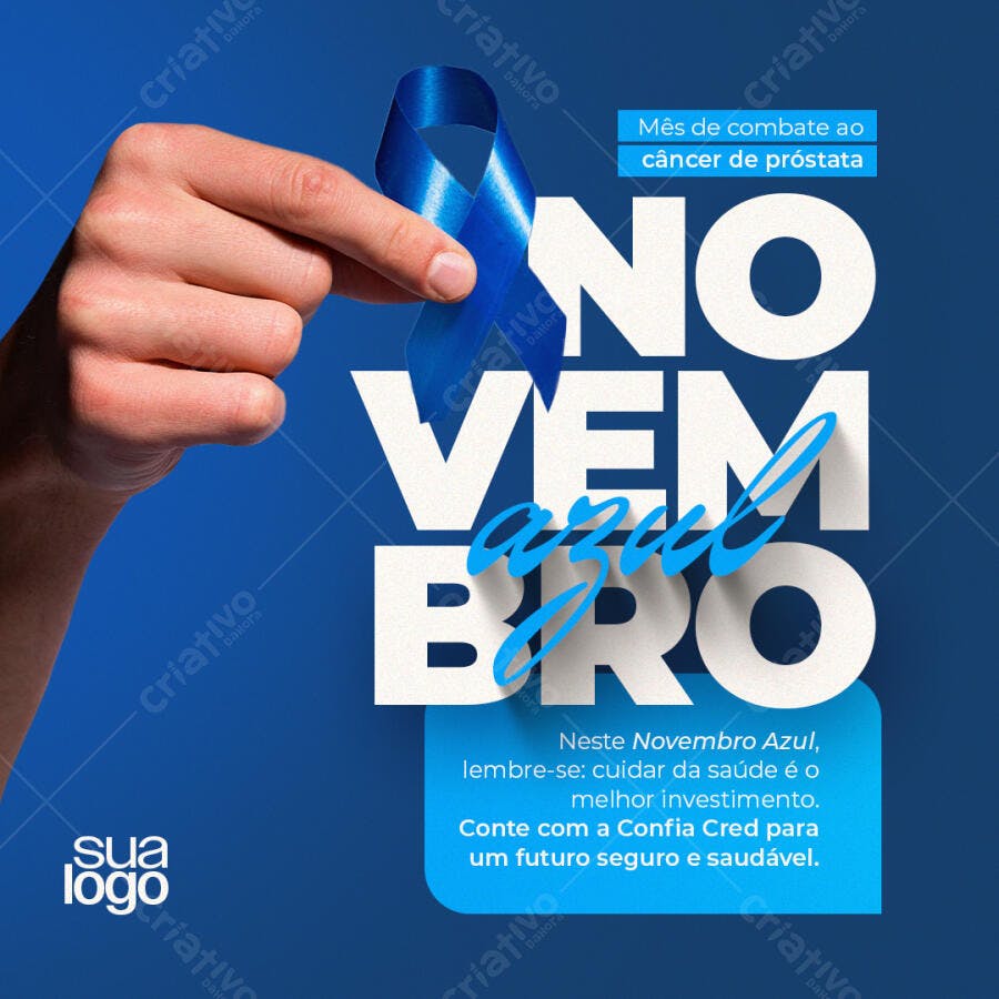 Flyer Novembro Azul Conscientização Câncer Próstata PSD Editável