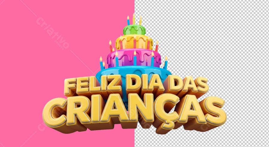 Flyer Feliz Dia das Crianças com Bolo Colorido PSD Editável