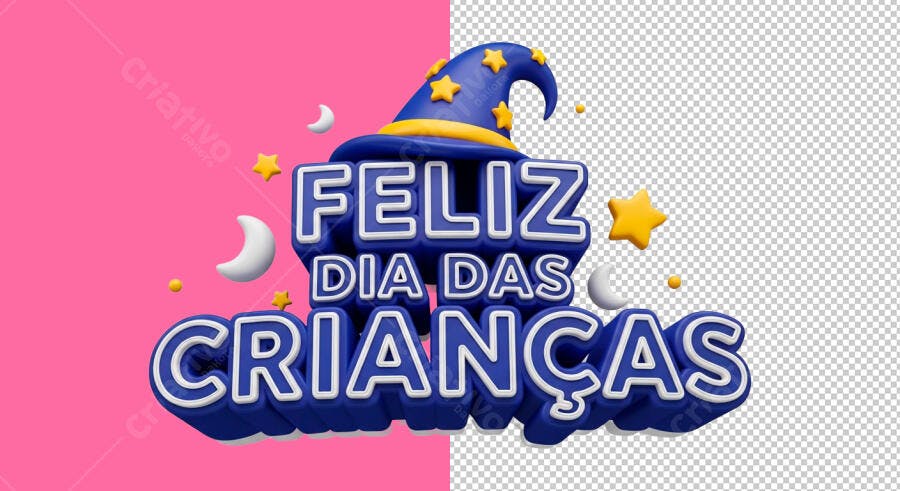 Flyer Feliz Dia das Crianças 3D Mágico PSD Editável