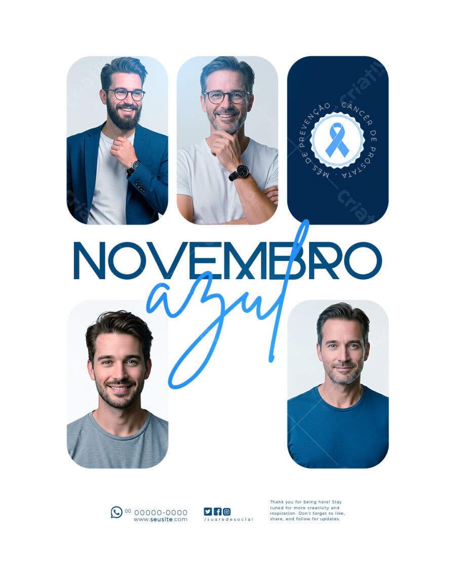 Flyer Novembro Azul Prevenção Câncer Próstata PSD Editável