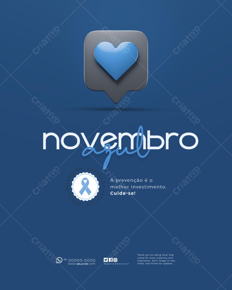 Flyer Novembro Azul Prevenção Câncer Próstata PSD Editável