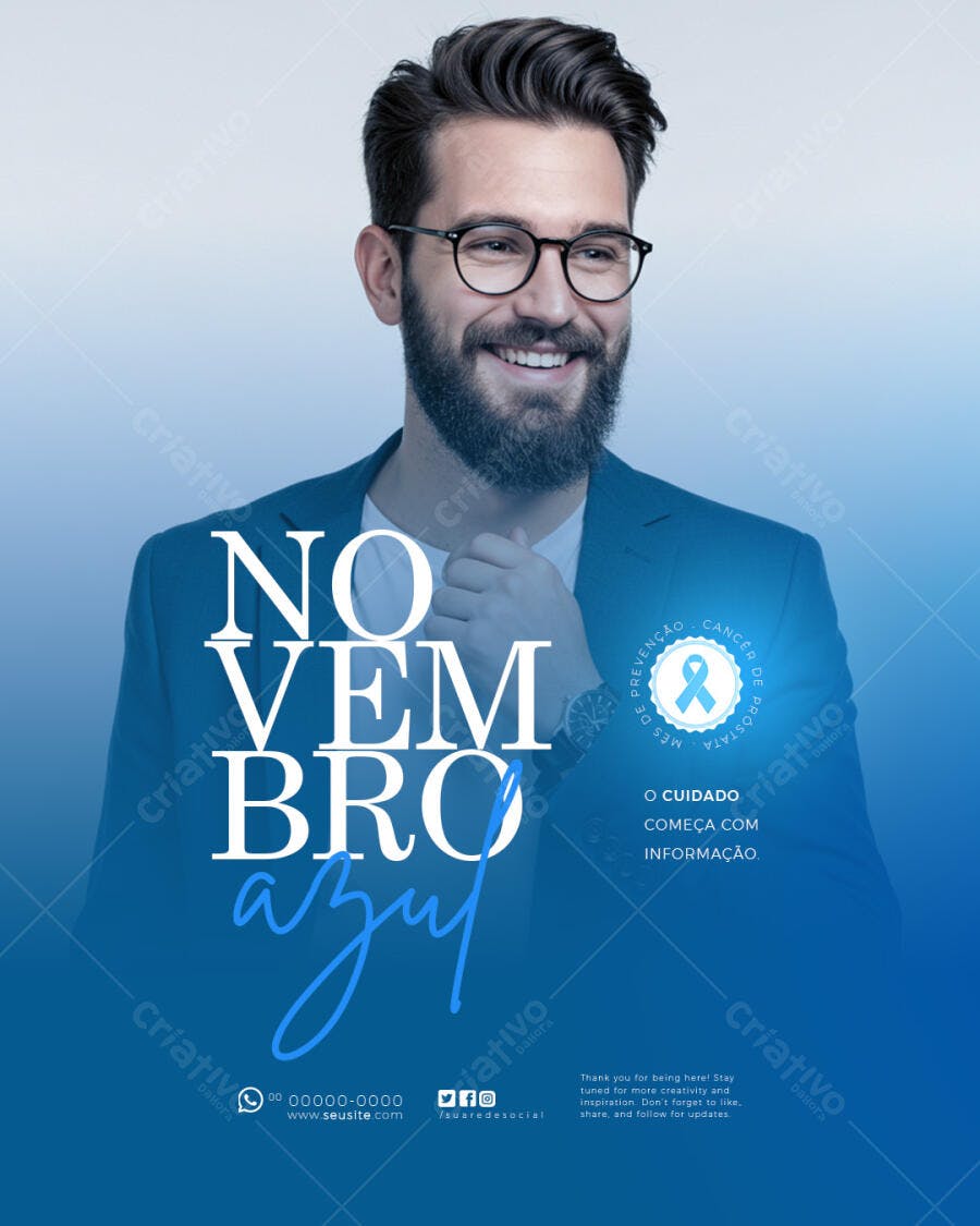 Flyer para Novembro Azul Conscientização Câncer Próstata PSD Editável