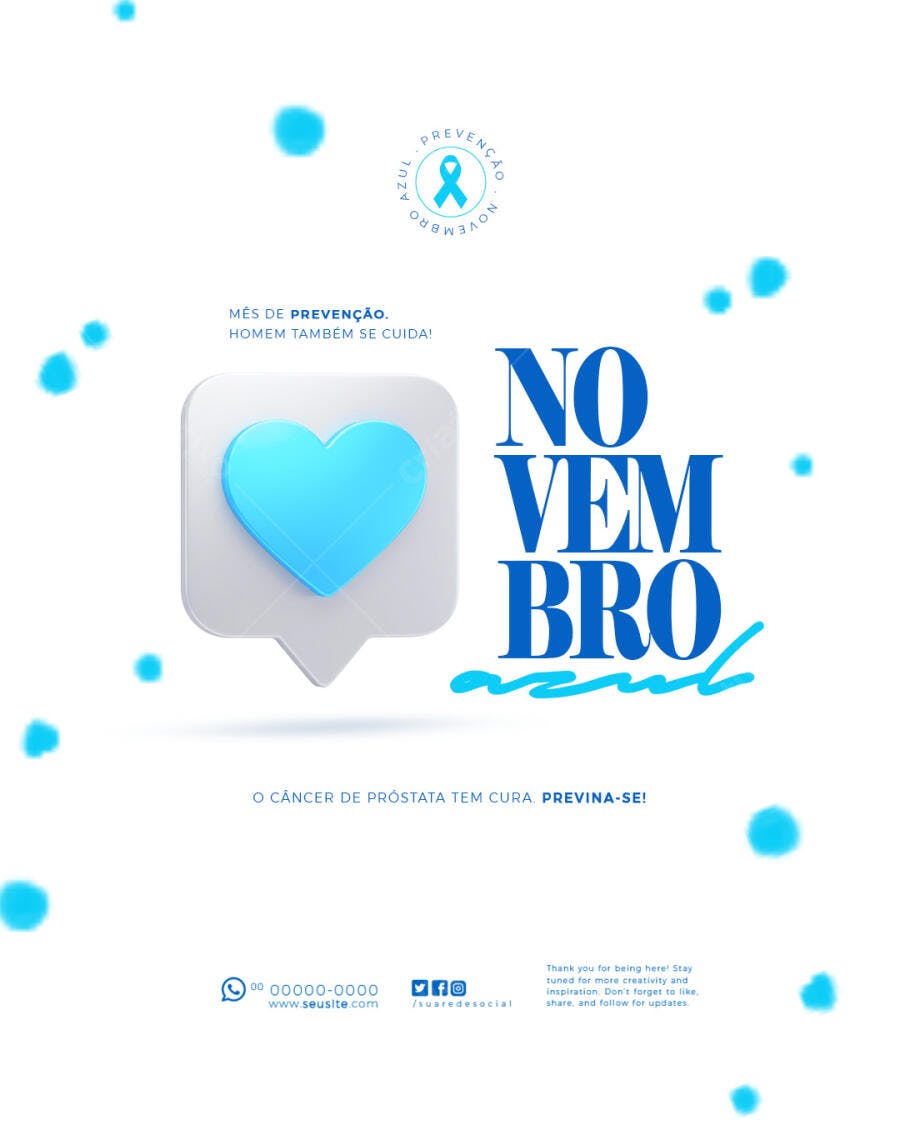 Flyer Novembro Azul Prevenção Câncer de Próstata PSD Editável