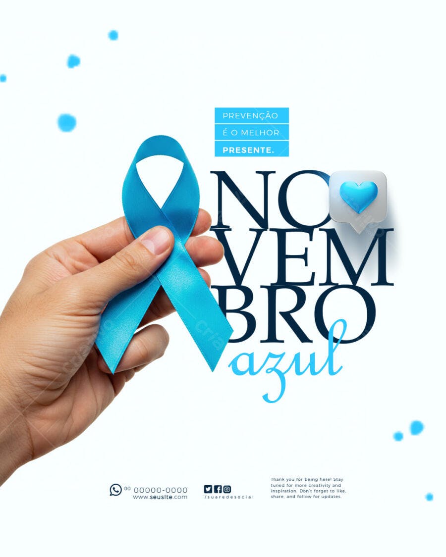 Flyer Campanha Novembro Azul Prevenção Câncer Próstata PSD Editável