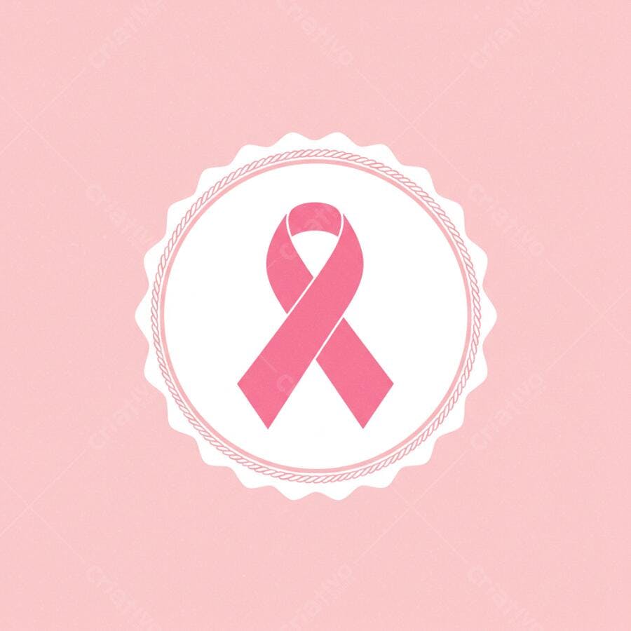 Laço rosa símbolo Outubro Rosa conscientização câncer de mama em moldura