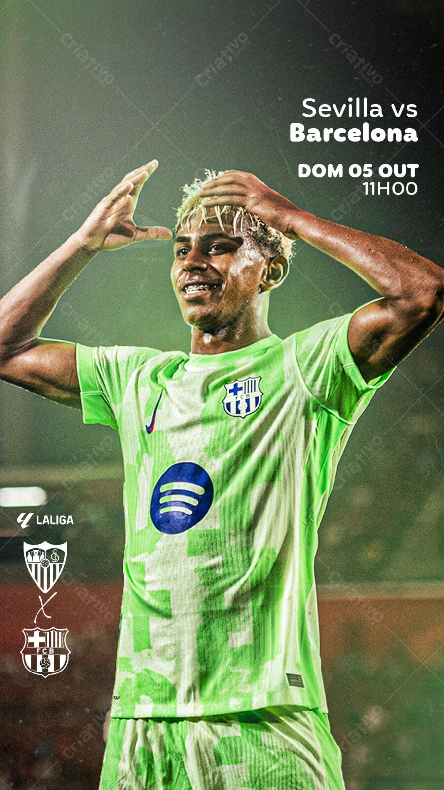 Flyer de Futebol para Jogo Sevilla vs Barcelona PSD Editável