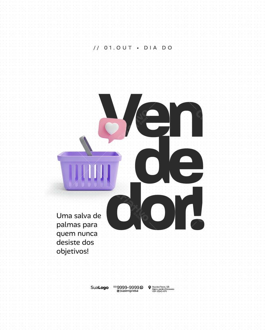 Post Redes Sociais para Dia do Vendedor PSD Editável